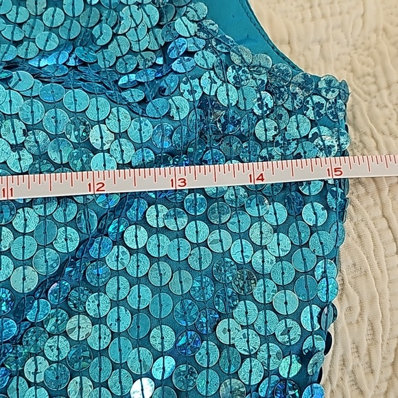 Adrianna Papell evening  turquoise Blue Sequin Mini Dress size  8 - Picture 11 of 16
